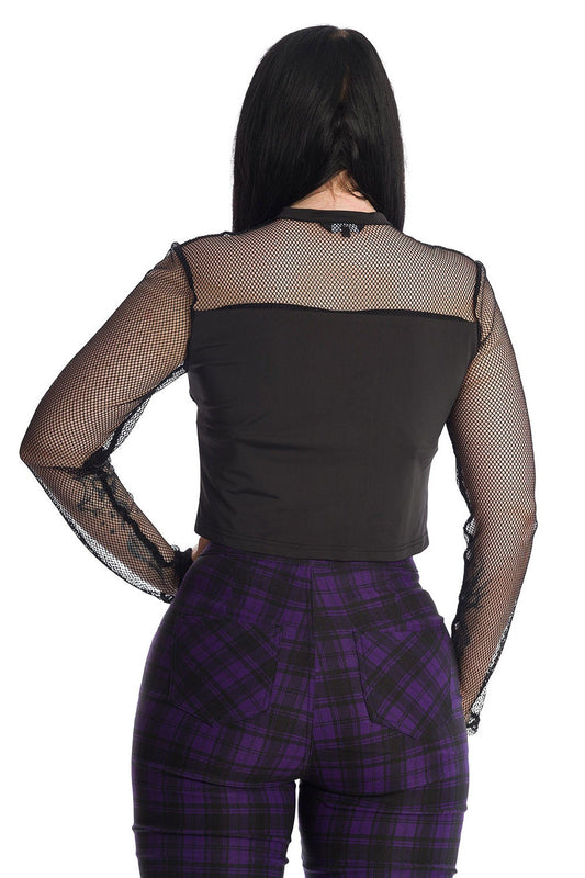 Banned Alternative Joliette Bat Wing Fishnet Mesh Top