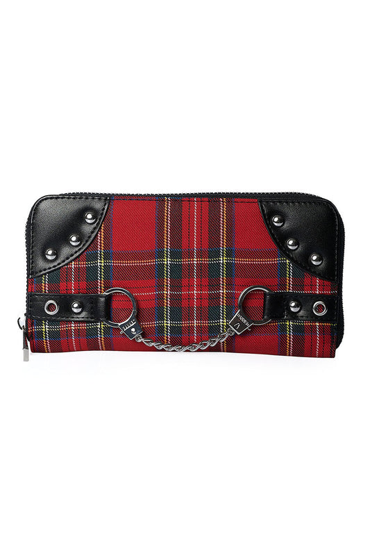 Banned Alternative Red Tartan Handcuff Wallet