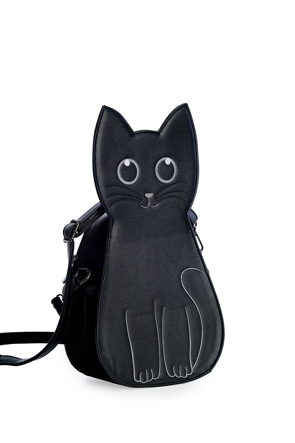 Cat shaped handbag in black. 