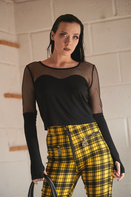 Banned Alternative Dream Me Mesh Panel Contrast Top