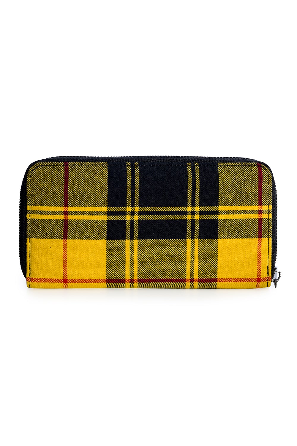 Back of yellow tartan print purse