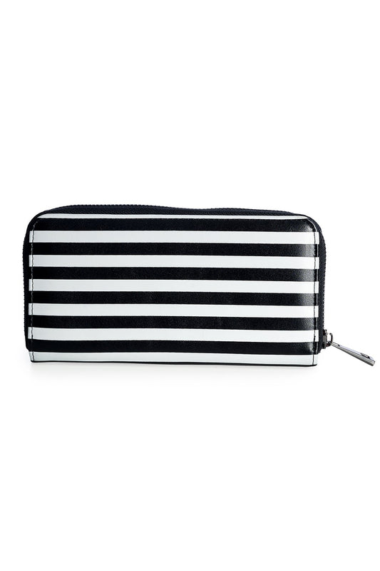 Plain black and white striped back of purse 